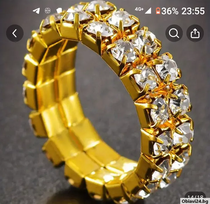 Разтегатеглив пръстен с кристали - obiavi24.bg