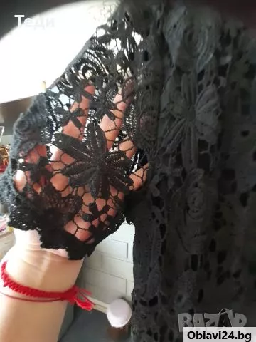 Дантелена плътна блуза с къс ръкав - obiavi24.bg