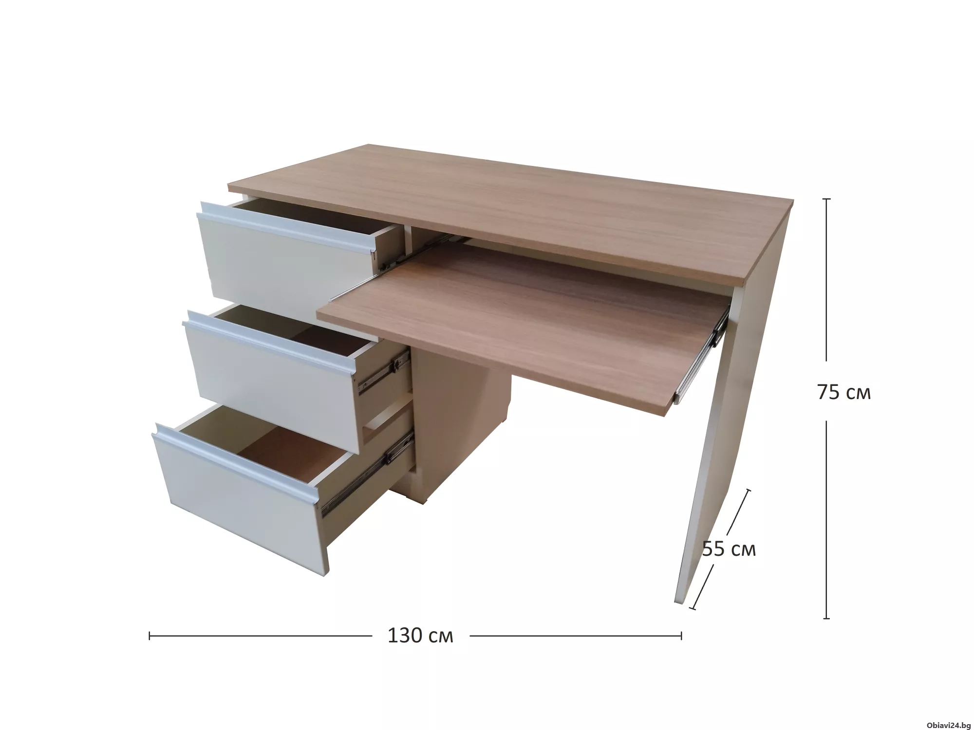 Ученическо бюро с плот за клавиатура - Бежово и Орех - obiavi24.bg
