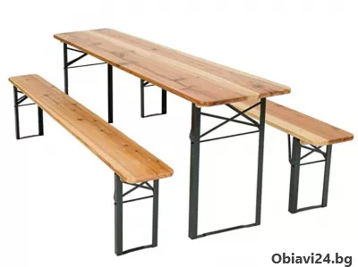 За Вашето градинско детско парти - дървена маса с пейки под наем