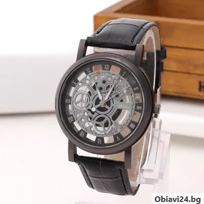 Изискан мъжки ръчен часовник с прозрачен циферблат - obiavi24.bg