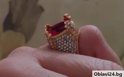 Пръстен-Корона с голям рубин и диаманти - obiavi24.bg